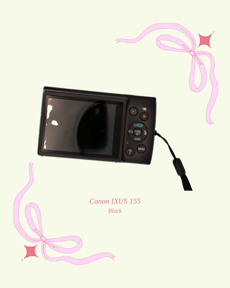 Used Canon IXUS 155 compact digital camera in black, back view