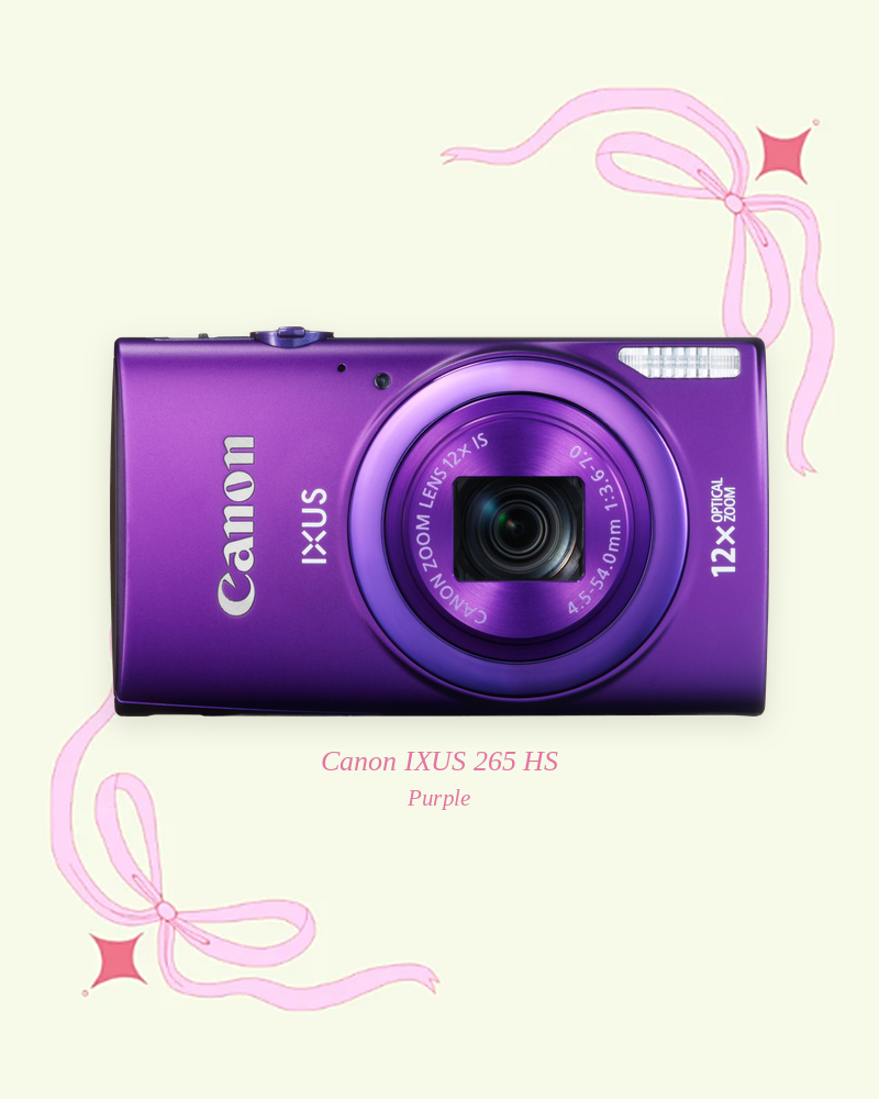 Used Canon IXUS 265 HS compact digital camera in purple, product photo