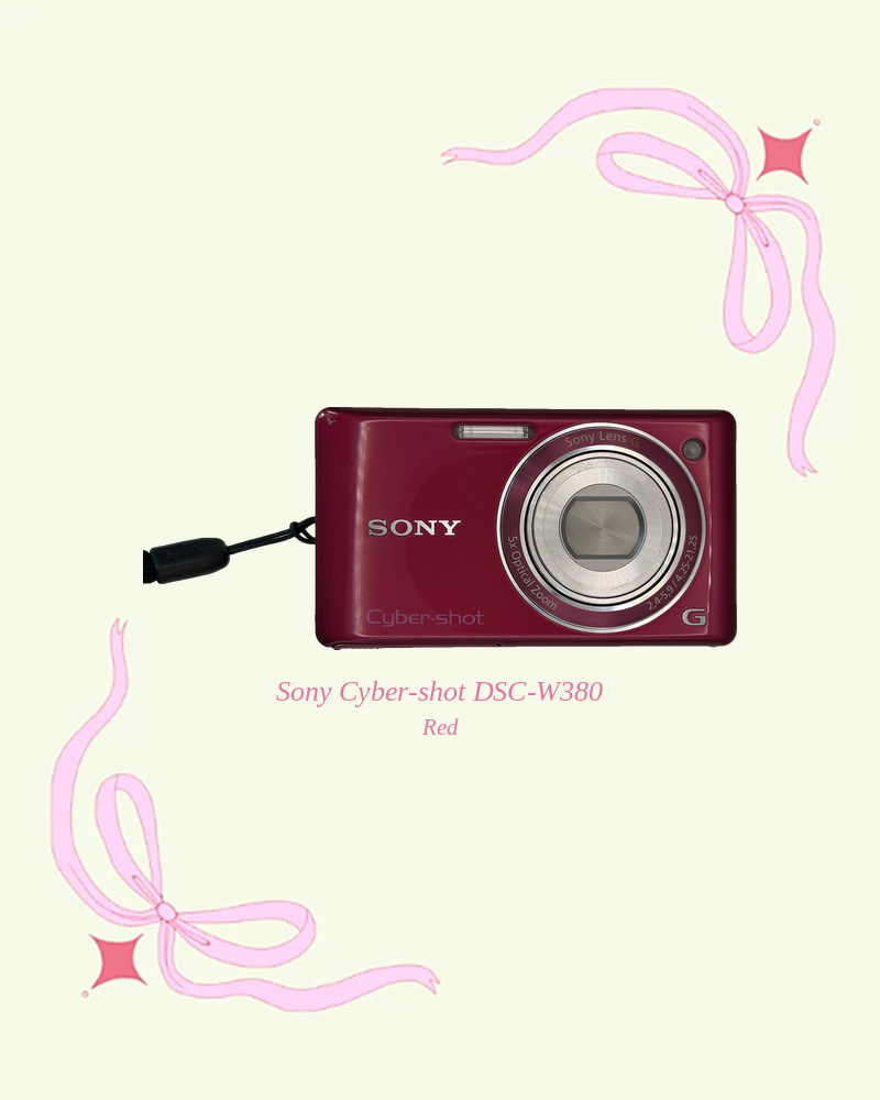 Used Sony Cyber-shot DSC-W380 compact digital camera in red, front view
