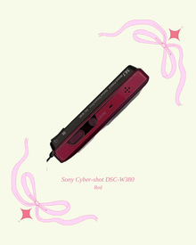 Used Sony Cyber-shot DSC-W380 compact digital camera in red, top view