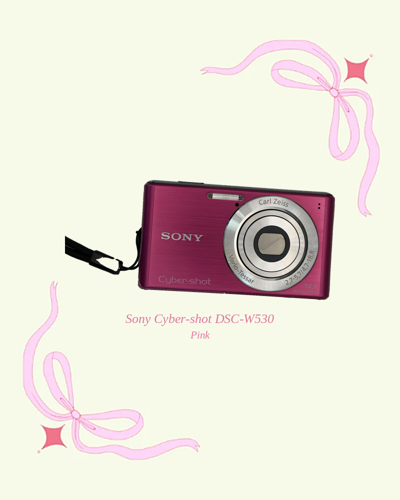 Used Sony Cyber-shot DSC-W530 compact digital camera in pink, front view