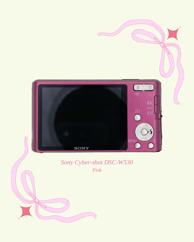 Used Sony Cyber-shot DSC-W530 compact digital camera in pink, back view