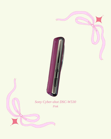 Used Sony Cyber-shot DSC-W530 compact digital camera in pink, top view