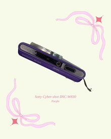Used Sony Cyber-shot DSC-W830 compact digital camera in purple, top view