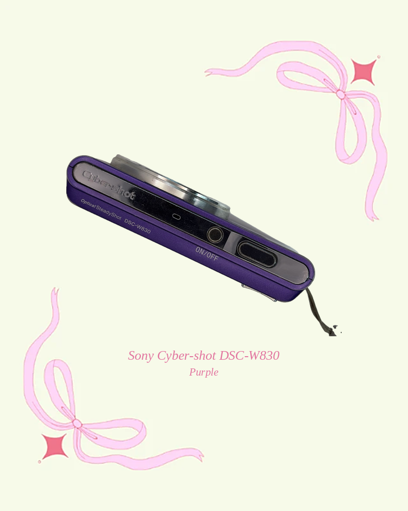 Used Sony Cyber-shot DSC-W830 compact digital camera in purple, top view